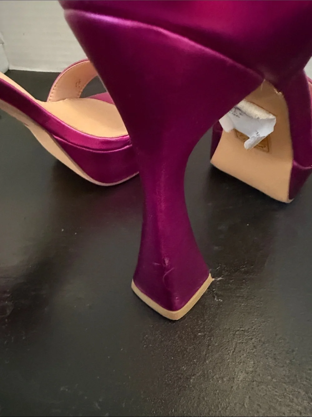 Berness Fuchsia Metallic Platform Ankle-Strap Heels, Size 8.5, 5” heels